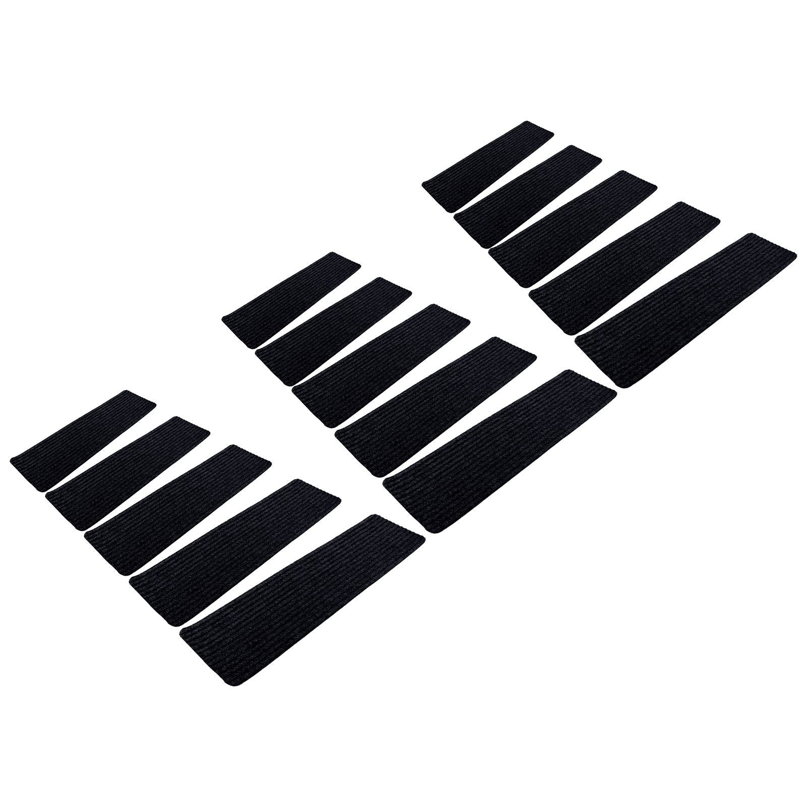 15 Pcs Stair Treads Cuttable Polyester Non Slip Soft Self Adhesive Stair Stripe Floor Mat CarpetBlack White V1294-YM0523-3117220008312