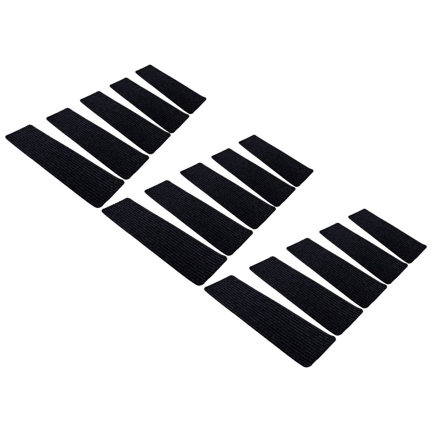 15 Pcs Stair Treads Cuttable Polyester Non Slip Soft Self Adhesive Stair Stripe Floor Mat CarpetBlack White V1294-YM0523-3117220008312