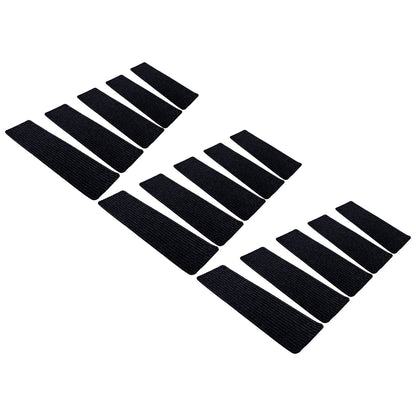 15 Pcs Stair Treads Cuttable Polyester Non Slip Soft Self Adhesive Stair Stripe Floor Mat CarpetBlack White V1294-YM0523-3117220008312