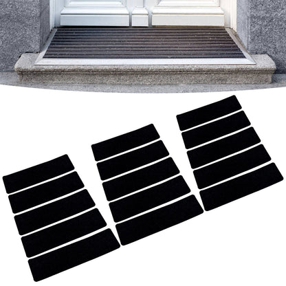 15 Pcs Stair Treads Cuttable Polyester Non Slip Soft Self Adhesive Stair Stripe Floor Mat CarpetBlack White V1294-YM0523-3117220008312