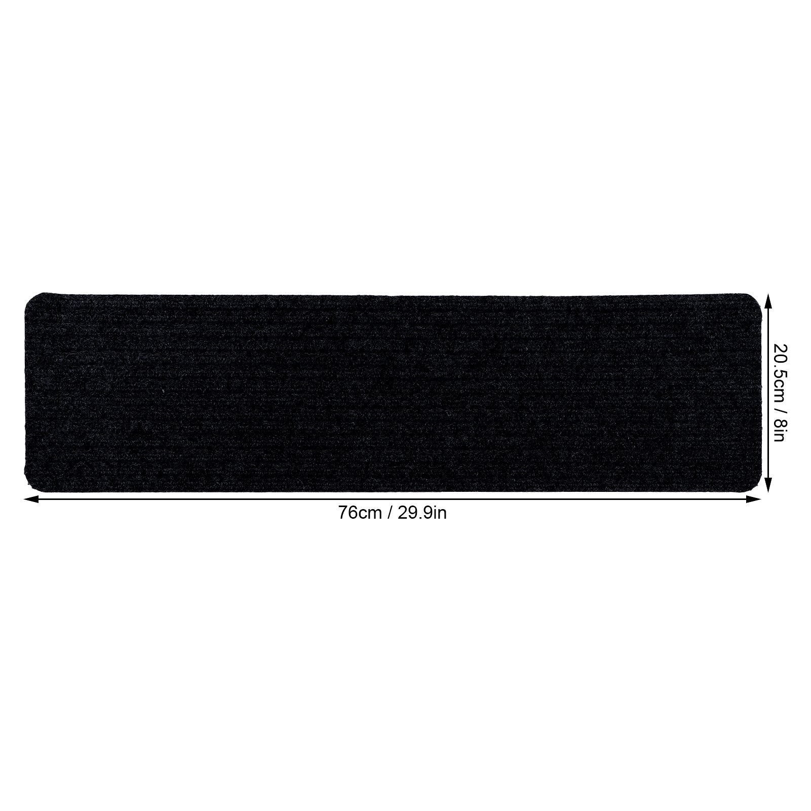 15 Pcs Stair Treads Cuttable Polyester Non Slip Soft Self Adhesive Stair Stripe Floor Mat CarpetBlack White V1294-YM0523-3117220008312