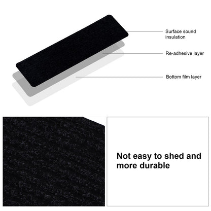 15 Pcs Stair Treads Cuttable Polyester Non Slip Soft Self Adhesive Stair Stripe Floor Mat CarpetBlack White V1294-YM0523-3117220008312