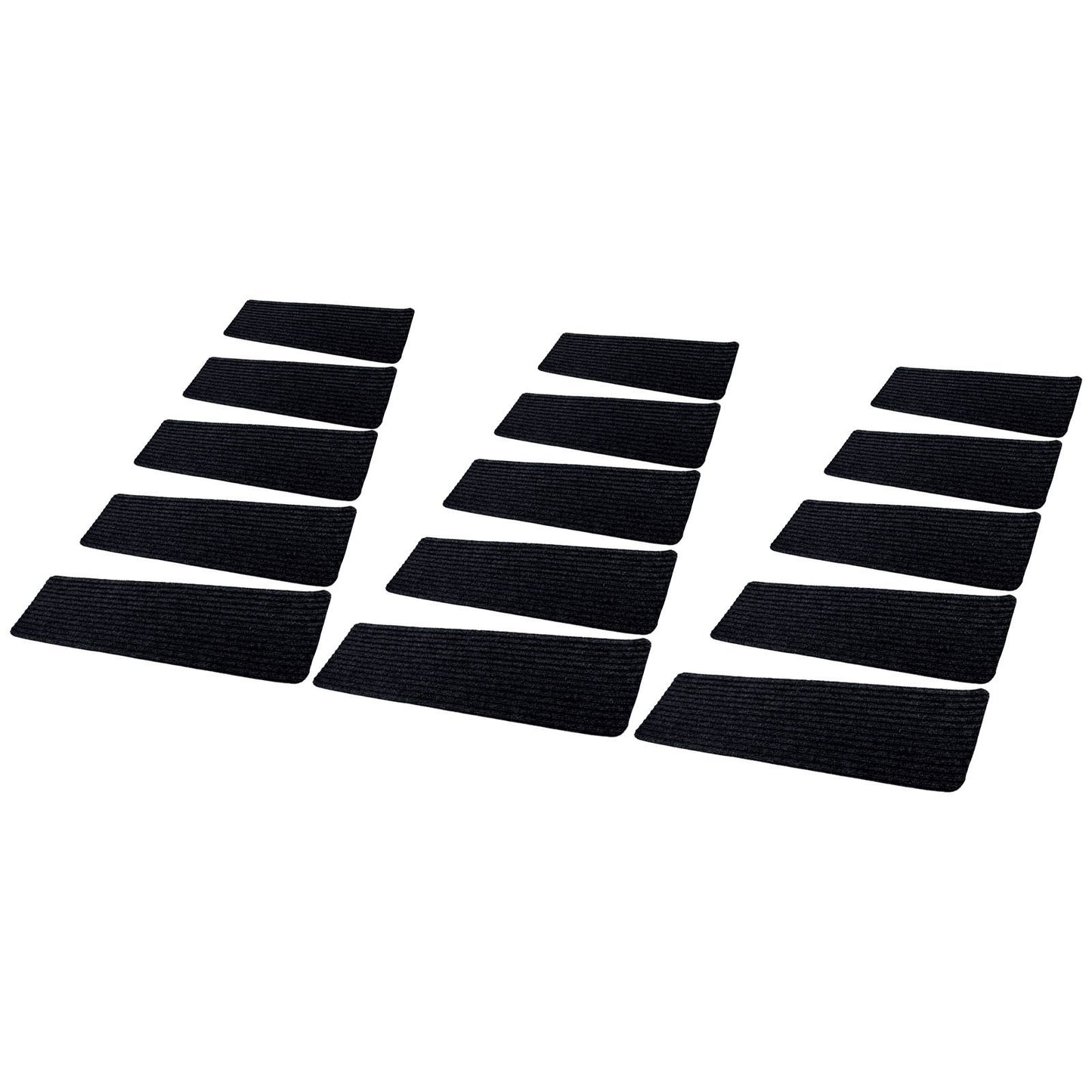 15 Pcs Stair Treads Cuttable Polyester Non Slip Soft Self Adhesive Stair Stripe Floor Mat CarpetBlack White V1294-YM0523-3117220008312