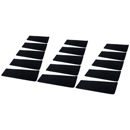 15 Pcs Stair Treads Cuttable Polyester Non Slip Soft Self Adhesive Stair Stripe Floor Mat CarpetBlack White V1294-YM0523-3117220008312