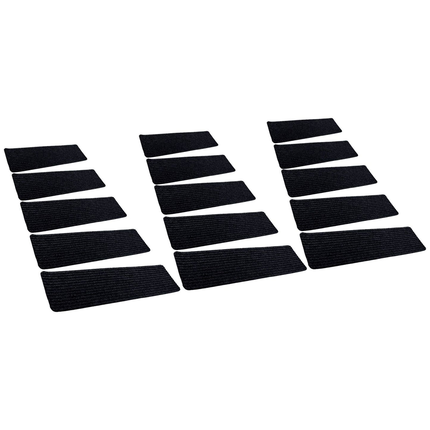 15 Pcs Stair Treads Cuttable Polyester Non Slip Soft Self Adhesive Stair Stripe Floor Mat CarpetBlack White V1294-YM0523-3117220008312