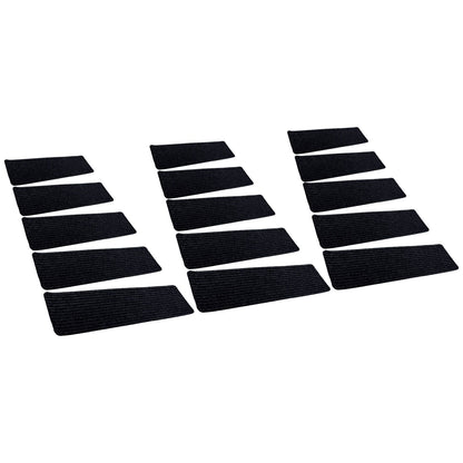 15 Pcs Stair Treads Cuttable Polyester Non Slip Soft Self Adhesive Stair Stripe Floor Mat CarpetBlack White V1294-YM0523-3117220008312