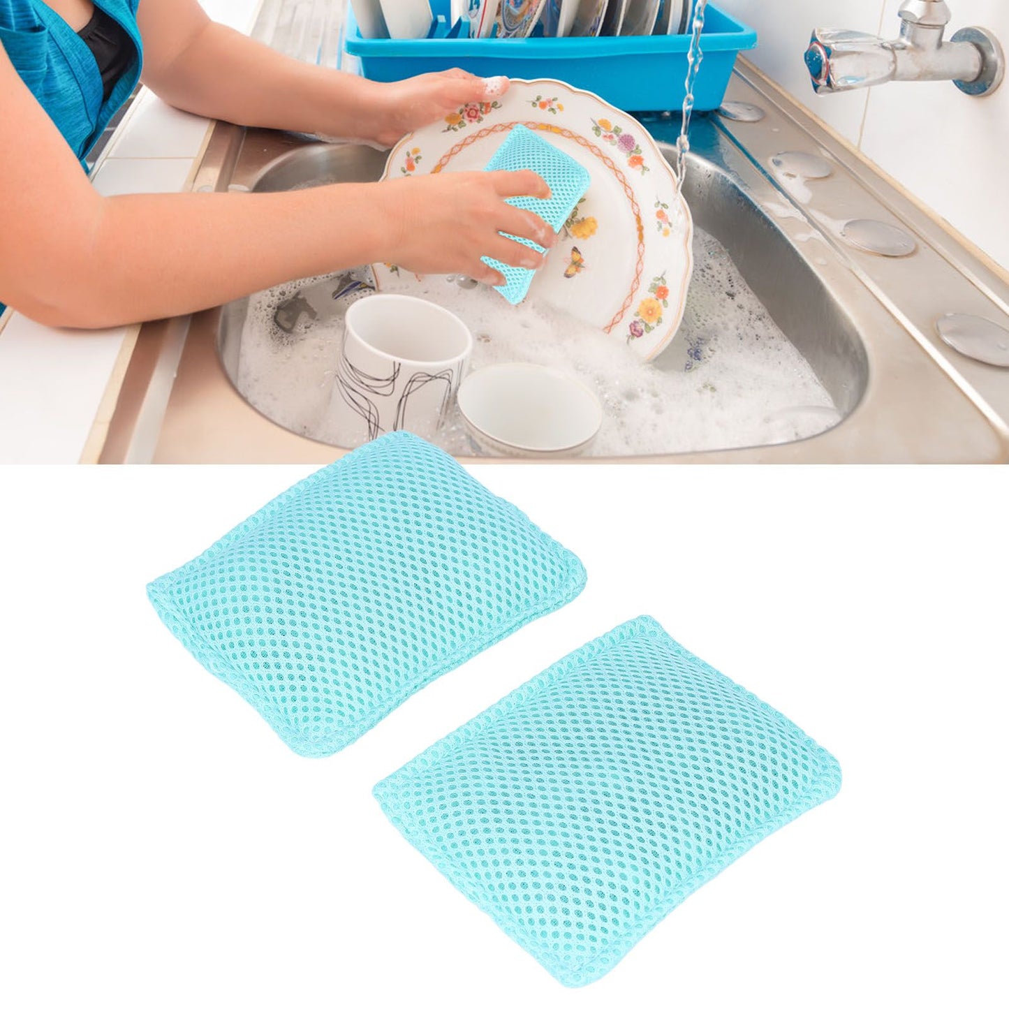 2PCS Dish Scrubber Eco Friendly Reusable Dish Cloth Rag Kitchen Cleaning Tool for Household V1294-YM0523-3117220009611