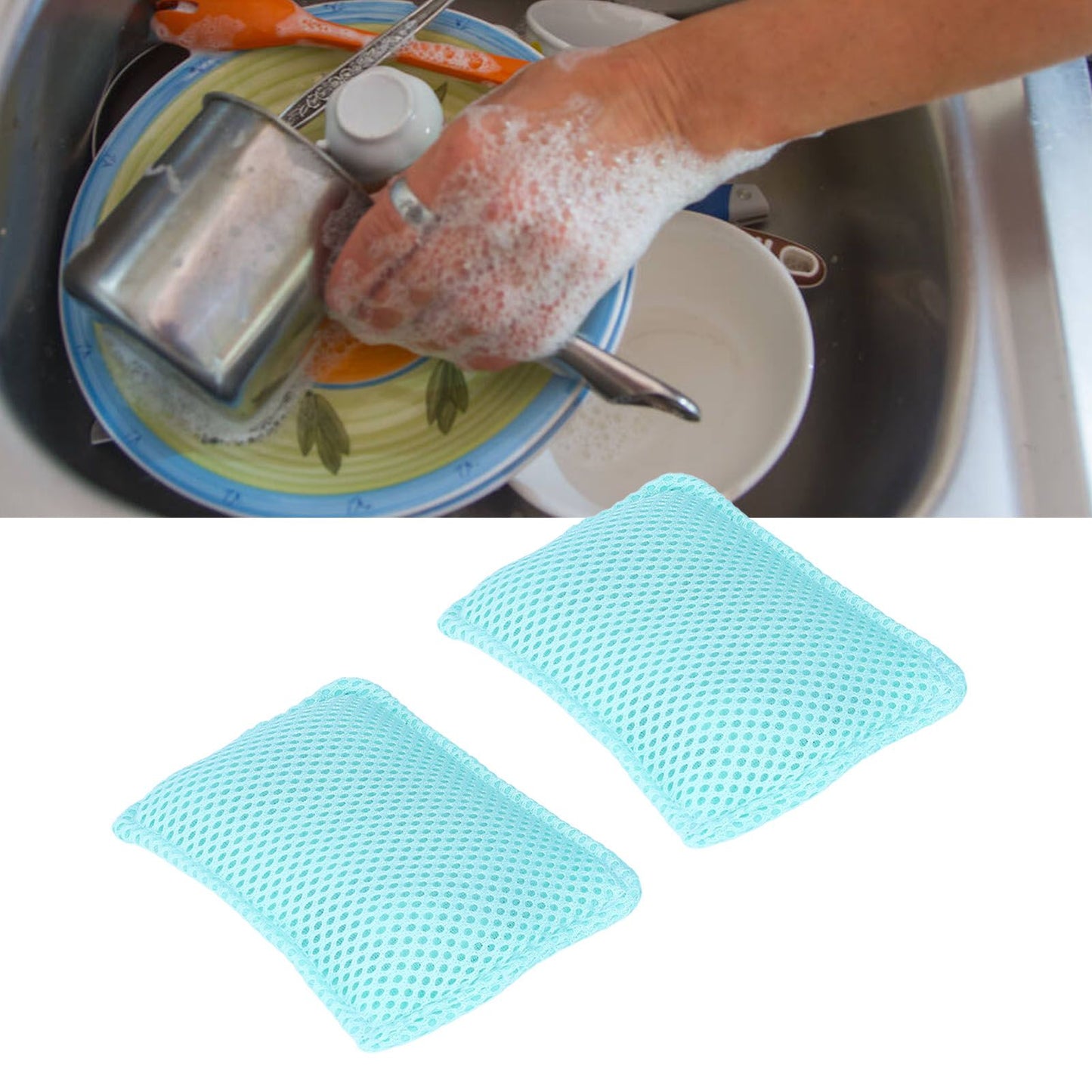 2PCS Dish Scrubber Eco Friendly Reusable Dish Cloth Rag Kitchen Cleaning Tool for Household V1294-YM0523-3117220009611