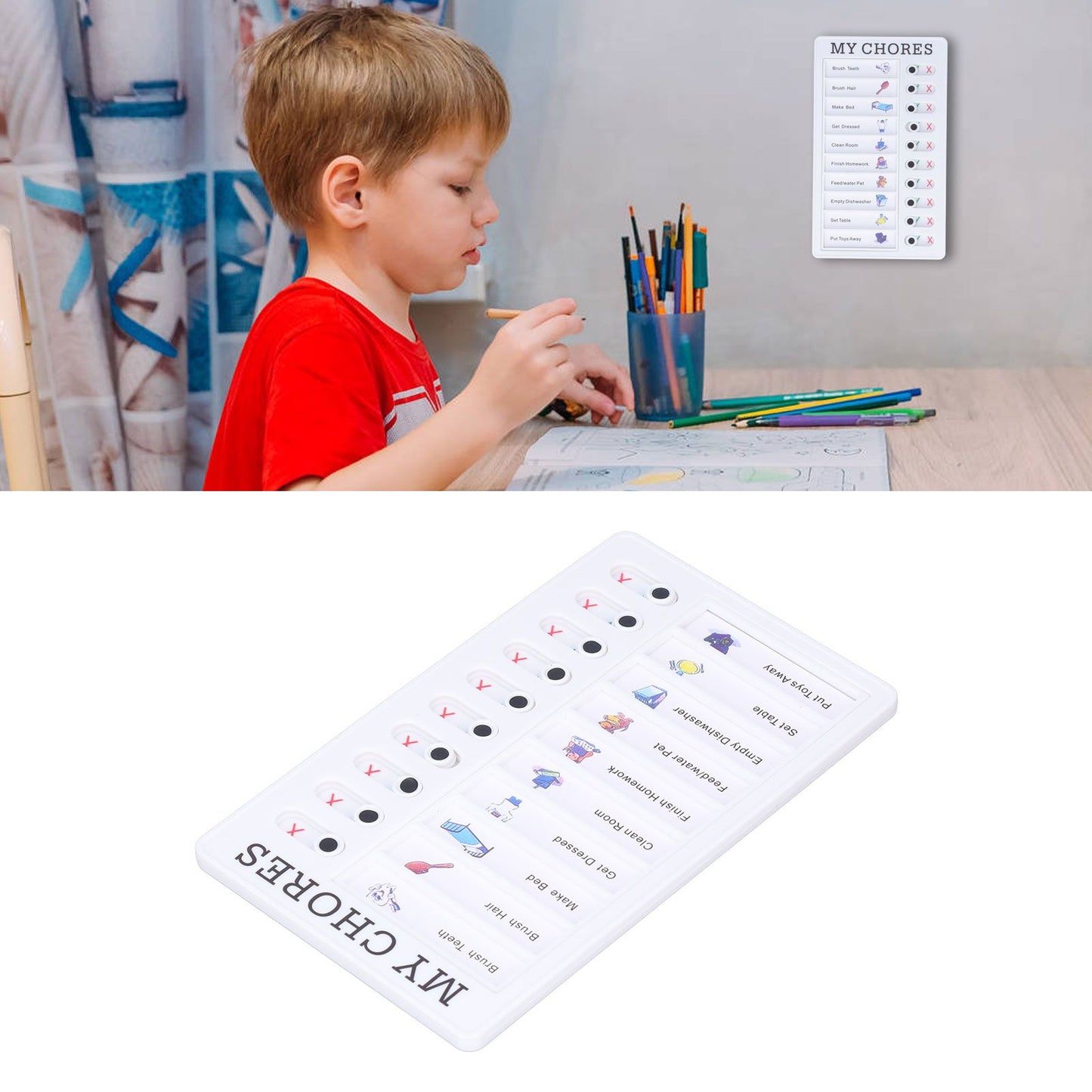 Chore Chart Memo Boards Portable Detachable Message Board Feel Comfortable PVC Kids Chore Chart for Kids V1294-YM0523-3117220010011