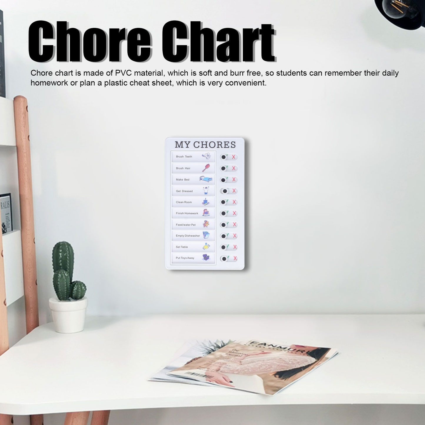 Chore Chart Memo Boards Portable Detachable Message Board Feel Comfortable PVC Kids Chore Chart for Kids V1294-YM0523-3117220010011
