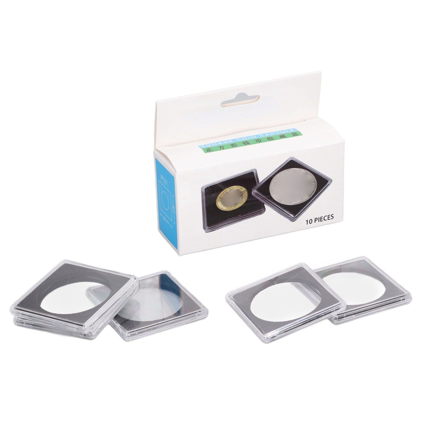 10PCS Coin Holder High Transparency Wear Resistant Environmental Acrylic Quadrate Coin Case for Coin V1294-YM0523-3117220010311