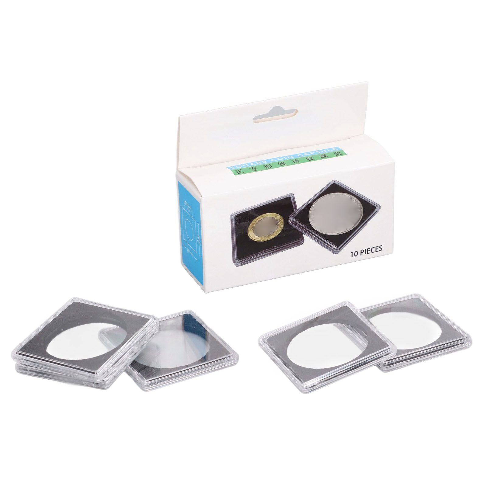 10PCS Coin Holder High Transparency Wear Resistant Environmental Acrylic Quadrate Coin Case for Coin V1294-YM0523-3117220010311