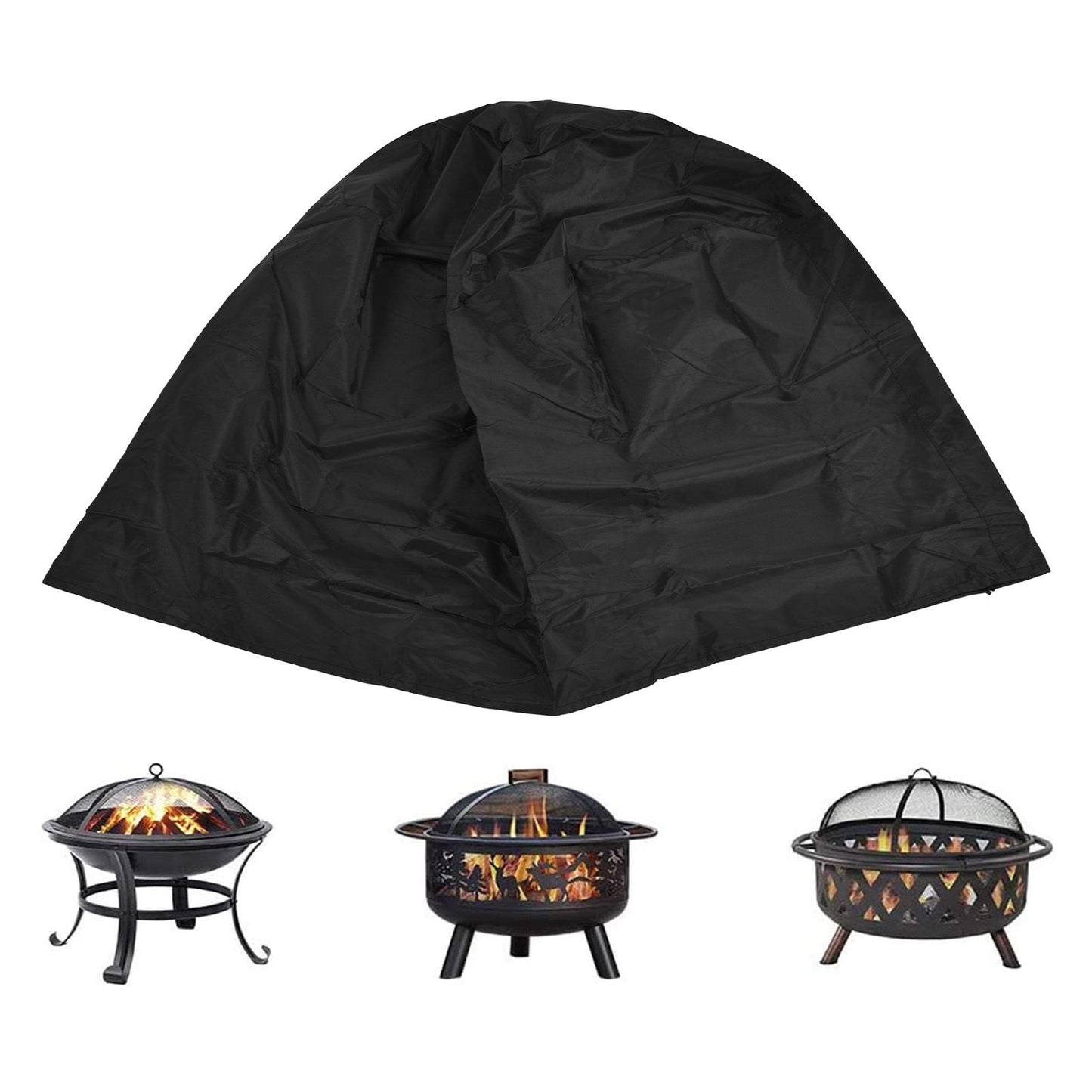 Fire Pit Cover Round Black Waterproof Dustproof Polyester Fiber Firepit Cover for Home Outdoor V1294-YM0523-3117220011111