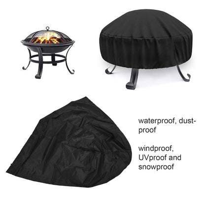 Fire Pit Cover Round Black Waterproof Dustproof Polyester Fiber Firepit Cover for Home Outdoor V1294-YM0523-3117220011111