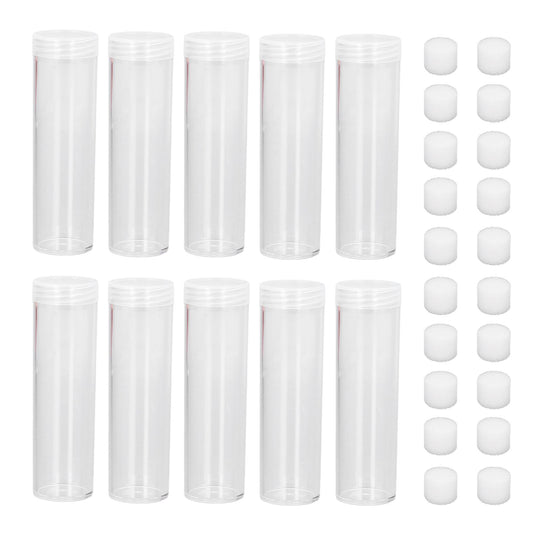 Round Clear Coin Tube Plastic Coin Storage Tubes with Cushion Sponge for 25mm / 0.98in Coins Collection V1294-YM0523-3117220011511