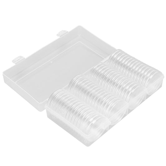 Clear Coin Storage Box 60 Pieces 41mm Coin Capsules Coin Collection Container Box for Coin Collector V1294-YM0523-3117220011711