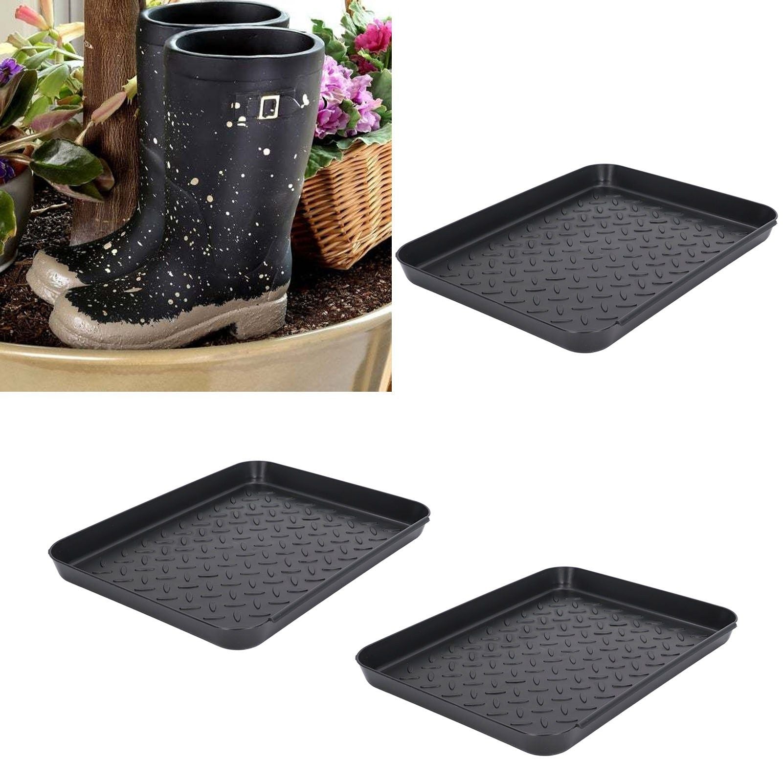 Shoe Tray Durable Plastic Space Saving 3 Interlocking Design Wide Application Stable Boot Tray for Home V1294-YM0523-3117220013611
