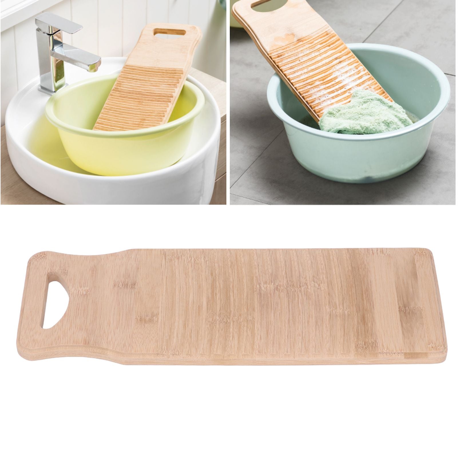 Bamboo Washboard Practical Hand Wash Laundry Cleaning Board for Home School 40cm / 15.7in Length V1294-YM0523-3117220014111