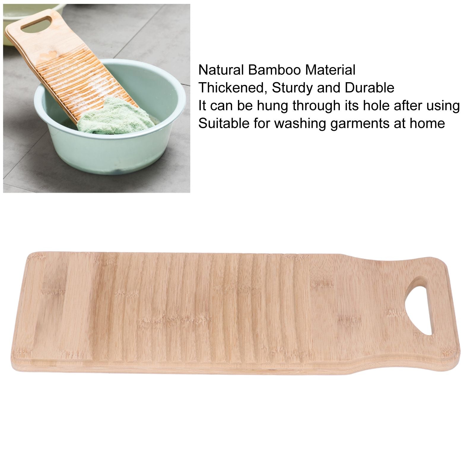 Bamboo Washboard Practical Hand Wash Laundry Cleaning Board for Home School 40cm / 15.7in Length V1294-YM0523-3117220014111