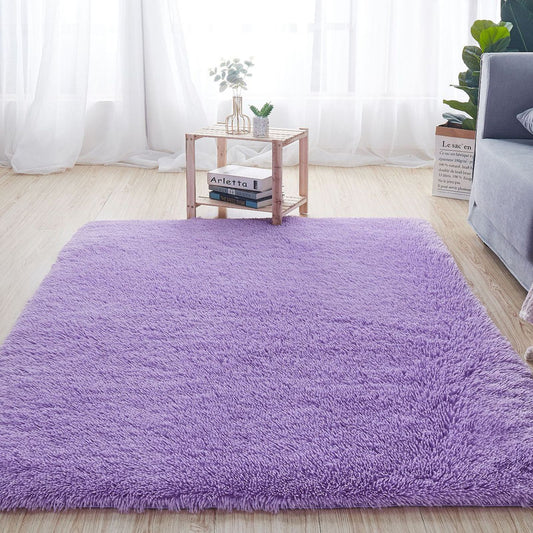 2.62 X 3.94ft Purple Carpet Polyester Fiber Bedroom Floor Mat Home Decoration Carpet V1294-YM0523-3117220017711