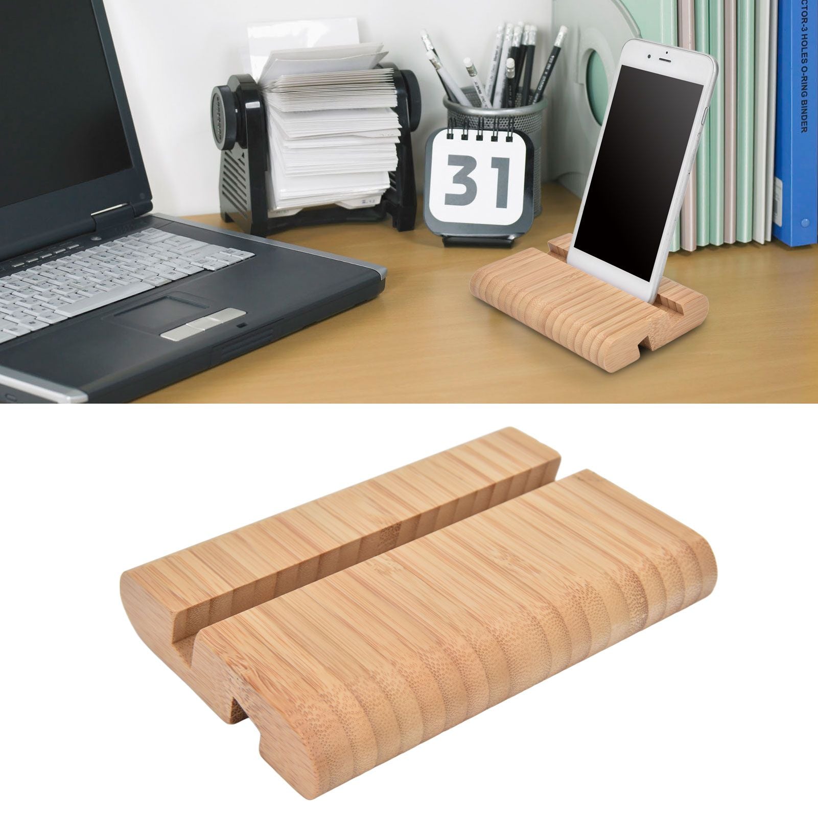 Portable Phone Stand Mobile Phone Support Holder Bamboo Desktop Tablet Stand for Bedroom V1294-YM0523-3117220019311