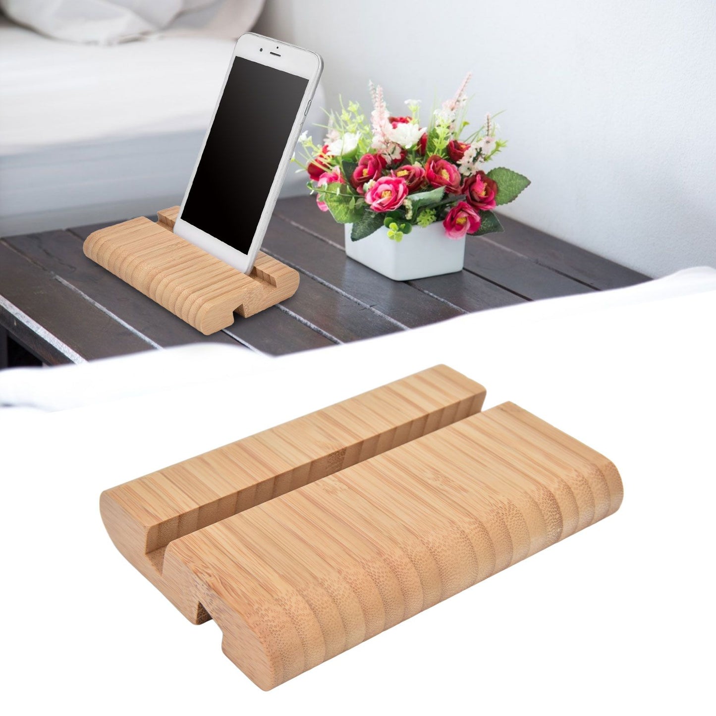 Portable Phone Stand Mobile Phone Support Holder Bamboo Desktop Tablet Stand for Bedroom V1294-YM0523-3117220019311