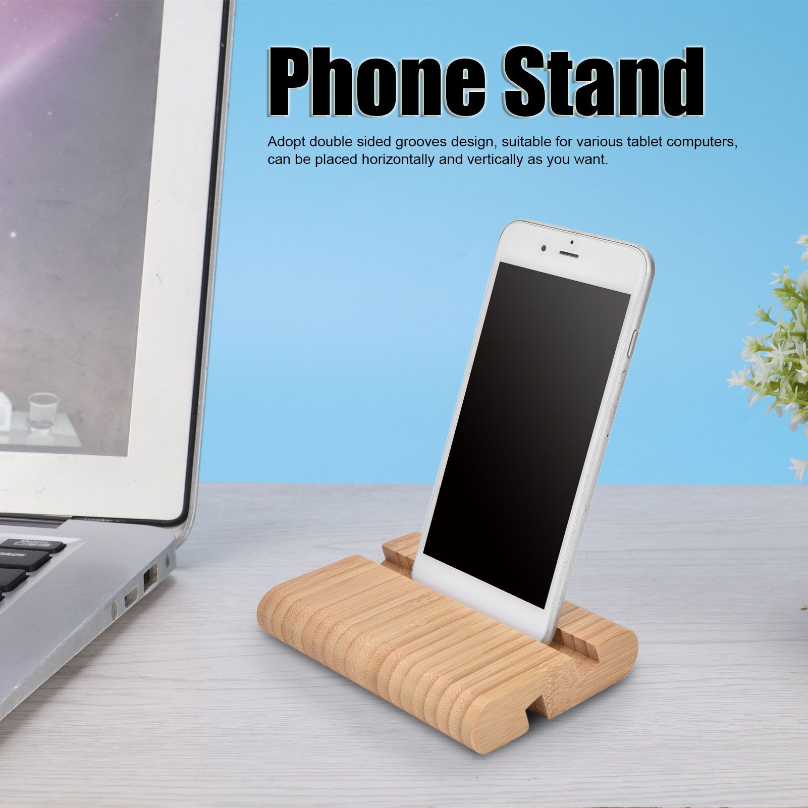 Portable Phone Stand Mobile Phone Support Holder Bamboo Desktop Tablet Stand for Bedroom V1294-YM0523-3117220019311
