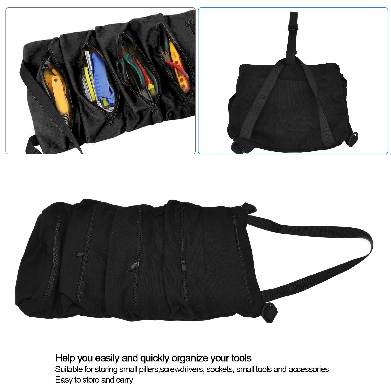 Tool Roll Up Bag Durable Oxford Fabric Wide Application Easy Storage Secure Closure Easily Accessable Roll Up V1294-YM0523-3117220019611