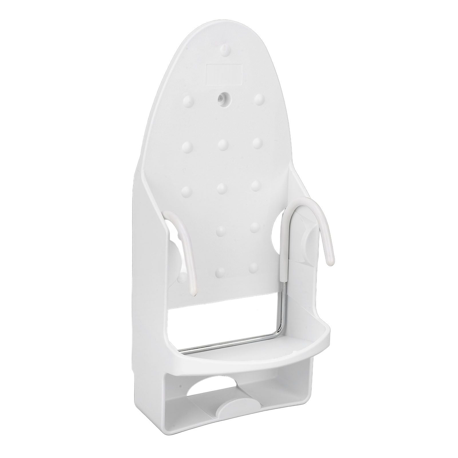 Electric Iron Holder Heat Resistant 2 in 1 Wall Mounted Iron Board Rack with Hook for Home BathroomWhite V1294-YM0523-3117220020411
