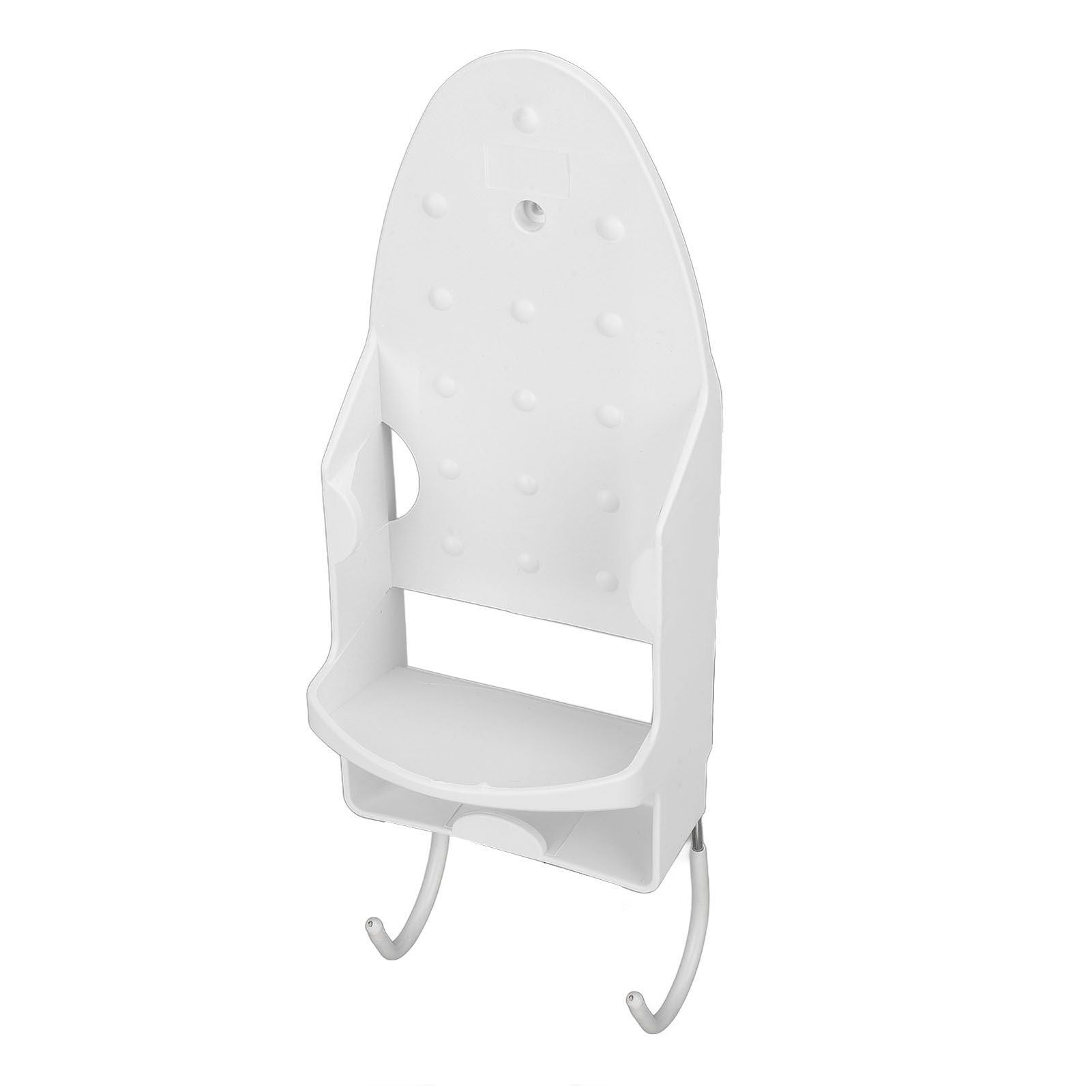 Electric Iron Holder Heat Resistant 2 in 1 Wall Mounted Iron Board Rack with Hook for Home BathroomWhite V1294-YM0523-3117220020411