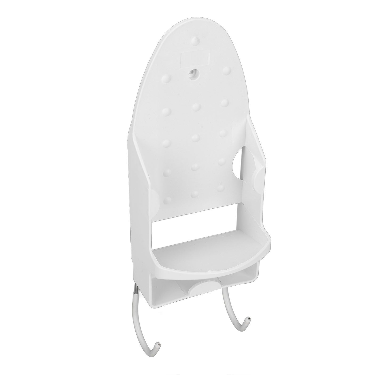 Electric Iron Holder Heat Resistant 2 in 1 Wall Mounted Iron Board Rack with Hook for Home BathroomWhite V1294-YM0523-3117220020411