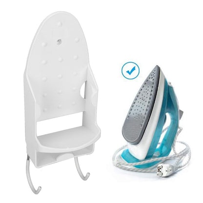 Electric Iron Holder Heat Resistant 2 in 1 Wall Mounted Iron Board Rack with Hook for Home BathroomWhite V1294-YM0523-3117220020411