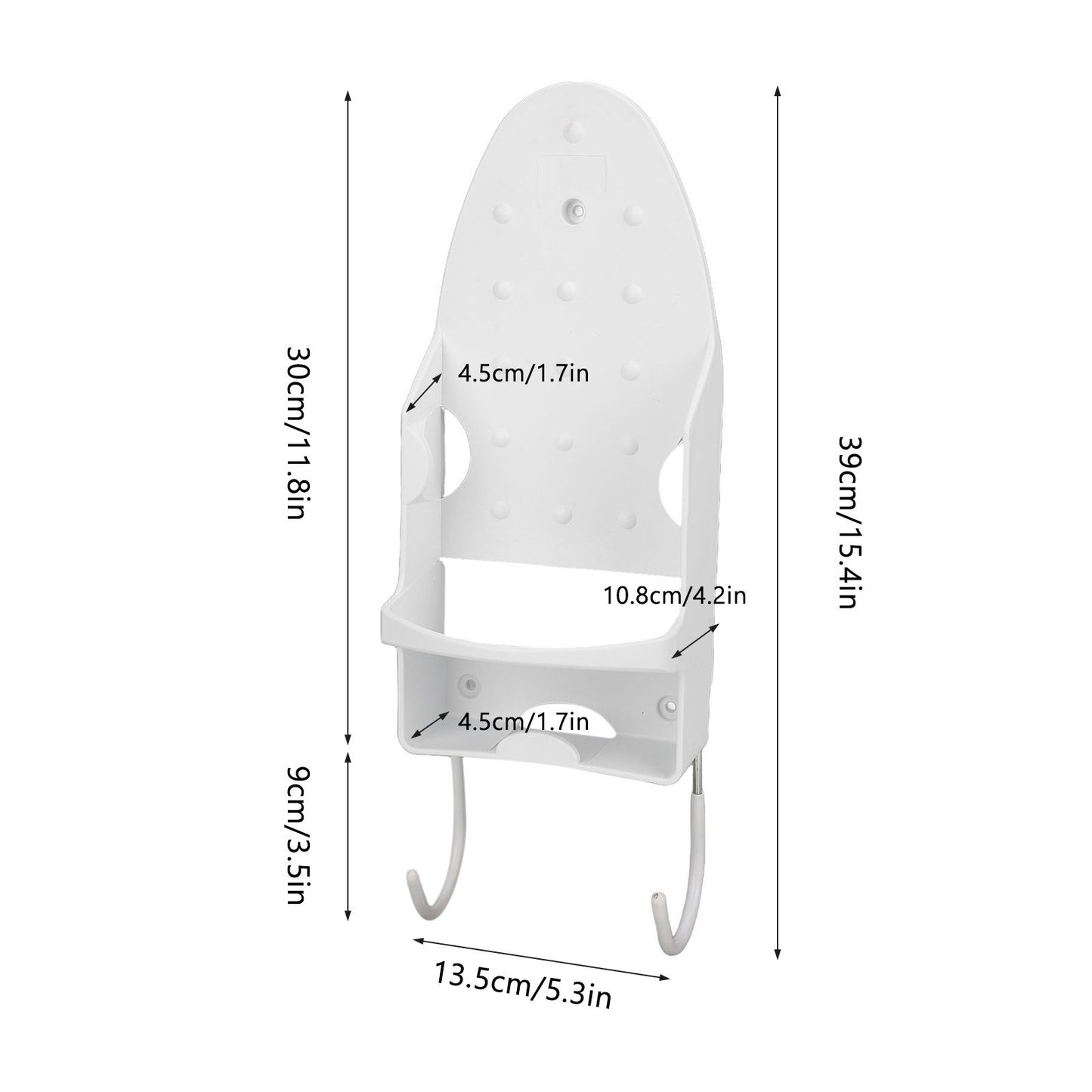Electric Iron Holder Heat Resistant 2 in 1 Wall Mounted Iron Board Rack with Hook for Home BathroomWhite V1294-YM0523-3117220020411
