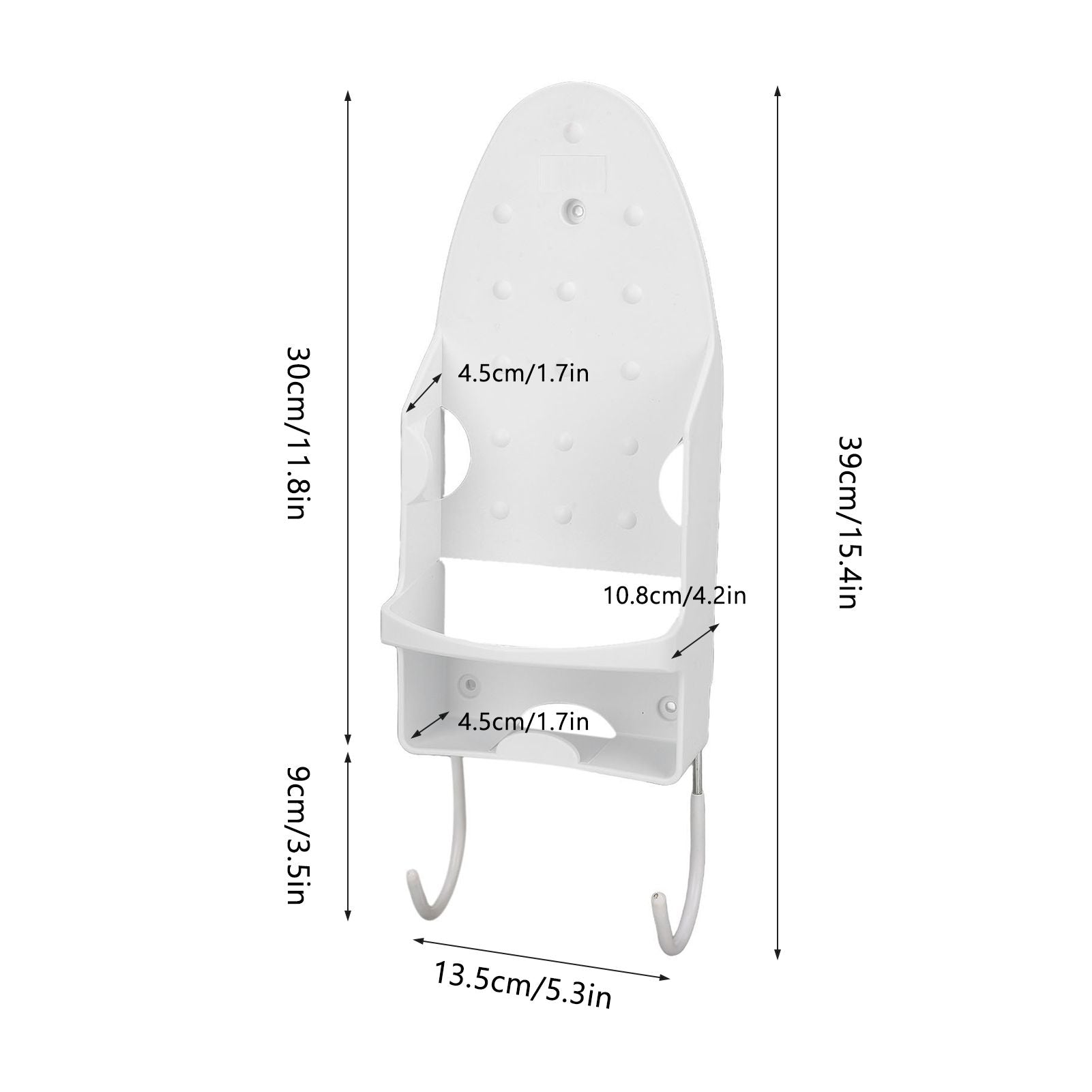 Electric Iron Holder Heat Resistant 2 in 1 Wall Mounted Iron Board Rack with Hook for Home BathroomWhite V1294-YM0523-3117220020411
