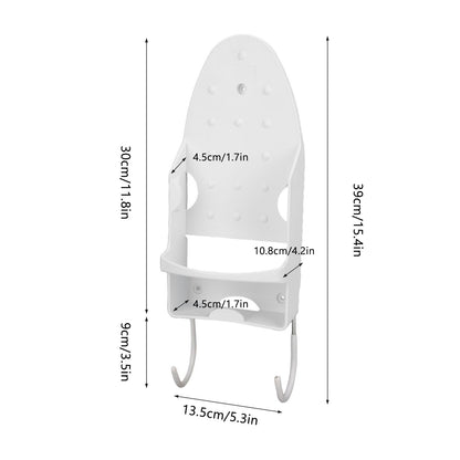 Electric Iron Holder Heat Resistant 2 in 1 Wall Mounted Iron Board Rack with Hook for Home BathroomWhite V1294-YM0523-3117220020411
