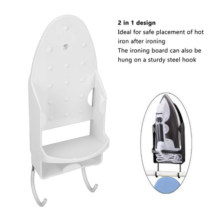 Electric Iron Holder Heat Resistant 2 in 1 Wall Mounted Iron Board Rack with Hook for Home BathroomWhite V1294-YM0523-3117220020411