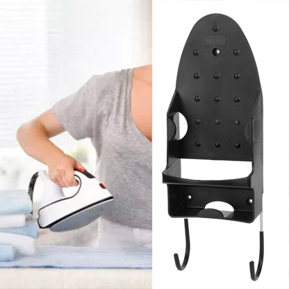 Electric Iron Holder Heat Resistant 2 in 1 Wall Mounted Iron Board Rack with Hook for Home BathroomBlack V1294-YM0523-3117220020412