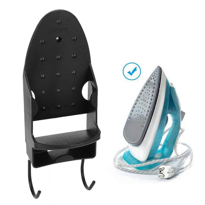 Electric Iron Holder Heat Resistant 2 in 1 Wall Mounted Iron Board Rack with Hook for Home BathroomBlack V1294-YM0523-3117220020412