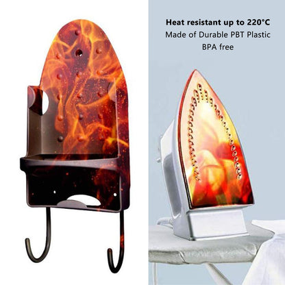 Electric Iron Holder Heat Resistant 2 in 1 Wall Mounted Iron Board Rack with Hook for Home BathroomBlack V1294-YM0523-3117220020412