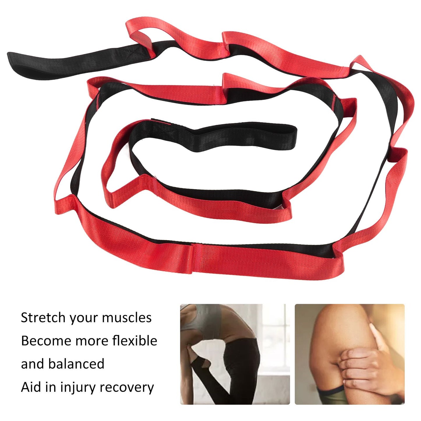 Stretch Strap Yoga Nylon Elastic Band Exercise Equipment for Home Workout Flexibility PilatesRed V1294-YM0523-3117220021211