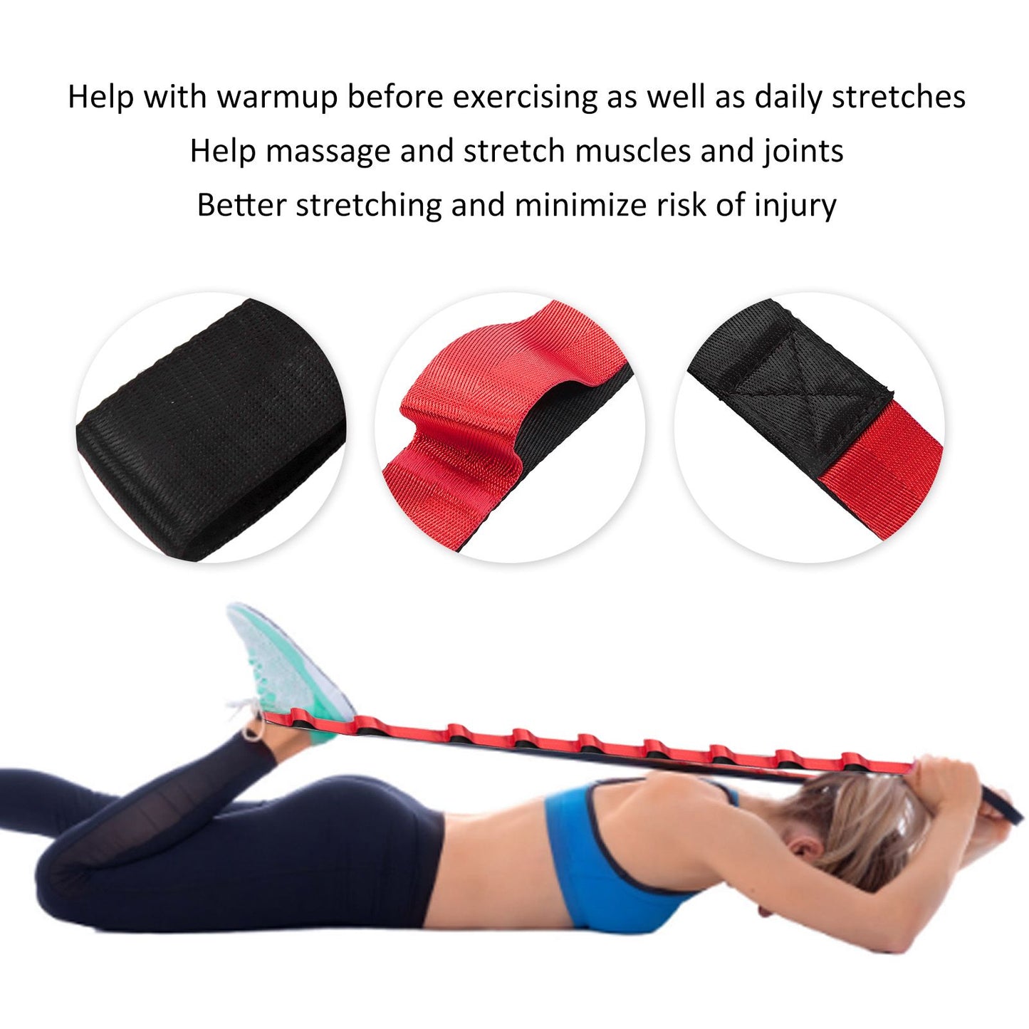 Stretch Strap Yoga Nylon Elastic Band Exercise Equipment for Home Workout Flexibility PilatesRed V1294-YM0523-3117220021211