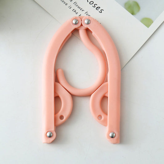 Folding Hanger 3 Fold Design Rust Proof Portable Colored Hangers for Household Travelling HotelPink V1294-YM0523-3117220021612