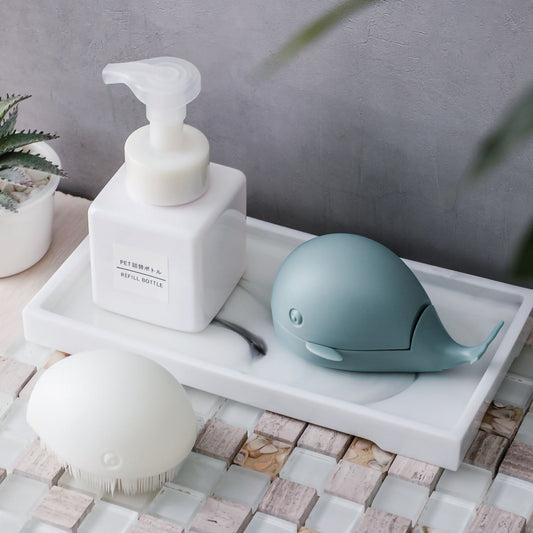 Clothes Cleaning Brush Soft Bristles Cute Whale Shape Portable Shoes Scrubbing Brush for Home TravelWhite V1294-YM0523-3117220022911