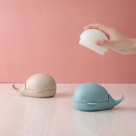 Clothes Cleaning Brush Soft Bristles Cute Whale Shape Portable Shoes Scrubbing Brush for Home TravelBlue V1294-YM0523-3117220022912