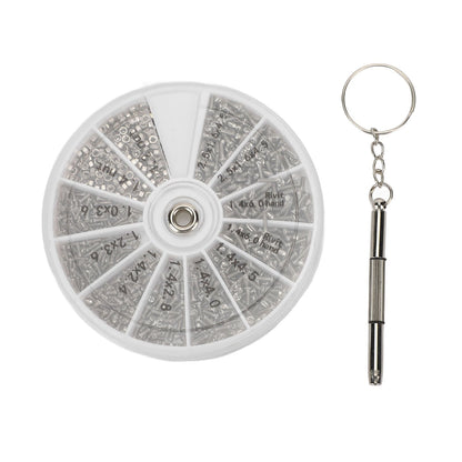 Screw Nut Assortment Kit 600pcs Watch Glasses Small Screw Nut Repair Kit with Screwdriver M1M1.2 M1.4 M1.6 V1294-YM0523-3117220025411