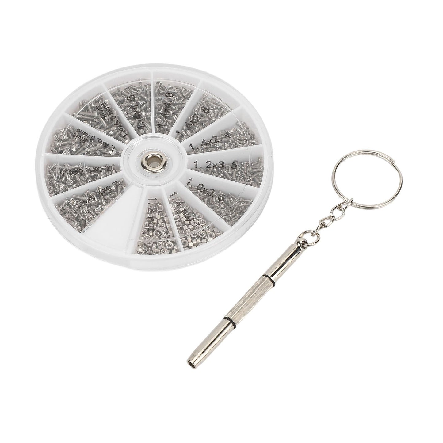 Screw Nut Assortment Kit 600pcs Watch Glasses Small Screw Nut Repair Kit with Screwdriver M1M1.2 M1.4 M1.6 V1294-YM0523-3117220025411