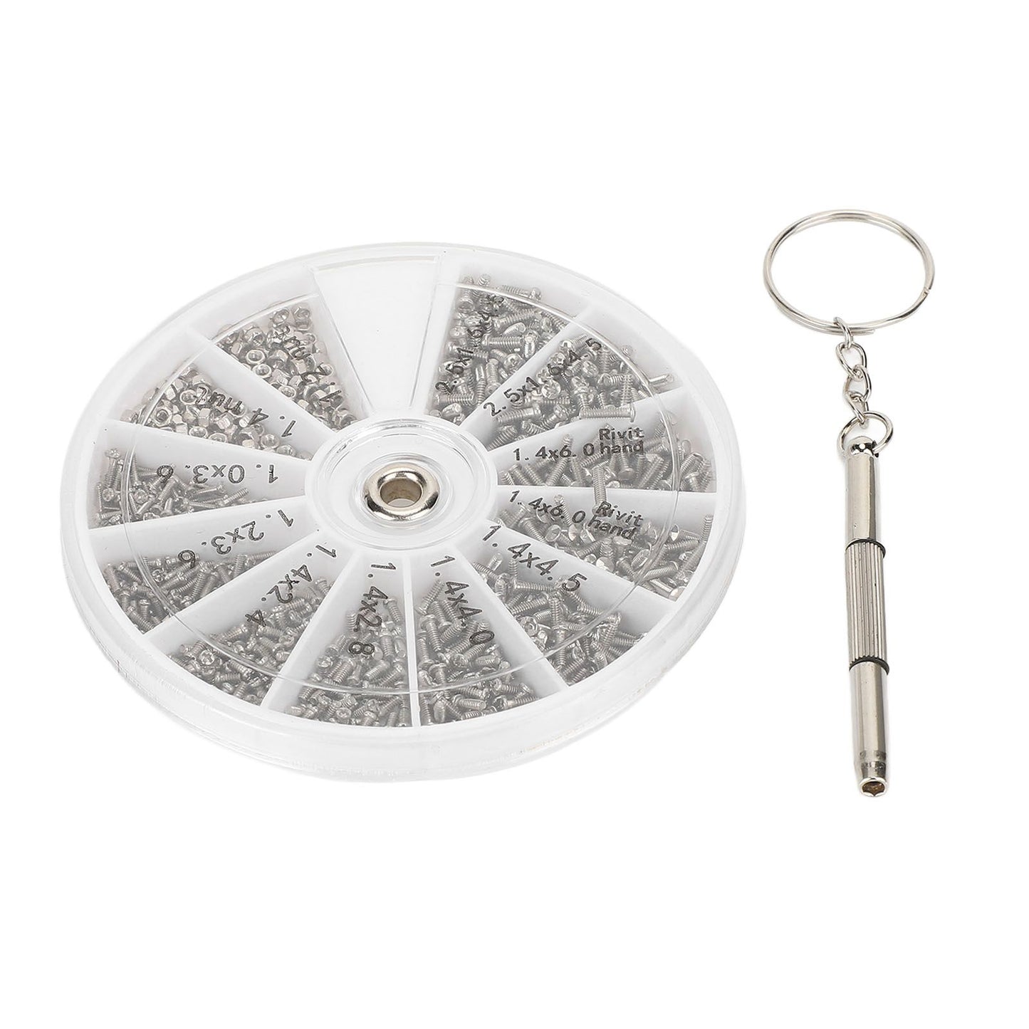 Screw Nut Assortment Kit 600pcs Watch Glasses Small Screw Nut Repair Kit with Screwdriver M1M1.2 M1.4 M1.6 V1294-YM0523-3117220025411