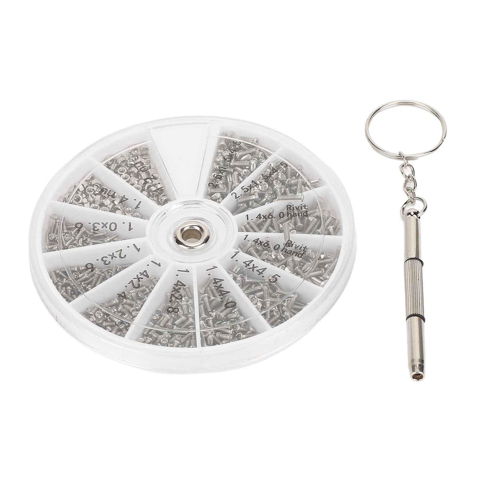 Screw Nut Assortment Kit 600pcs Watch Glasses Small Screw Nut Repair Kit with Screwdriver M1M1.2 M1.4 M1.6 V1294-YM0523-3117220025411