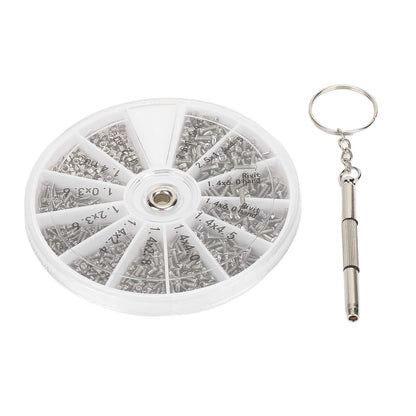 Screw Nut Assortment Kit 600pcs Watch Glasses Small Screw Nut Repair Kit with Screwdriver M1M1.2 M1.4 M1.6 V1294-YM0523-3117220025411