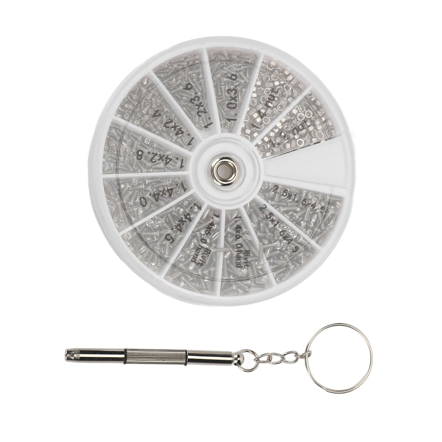 Screw Nut Assortment Kit 600pcs Watch Glasses Small Screw Nut Repair Kit with Screwdriver M1M1.2 M1.4 M1.6 V1294-YM0523-3117220025411